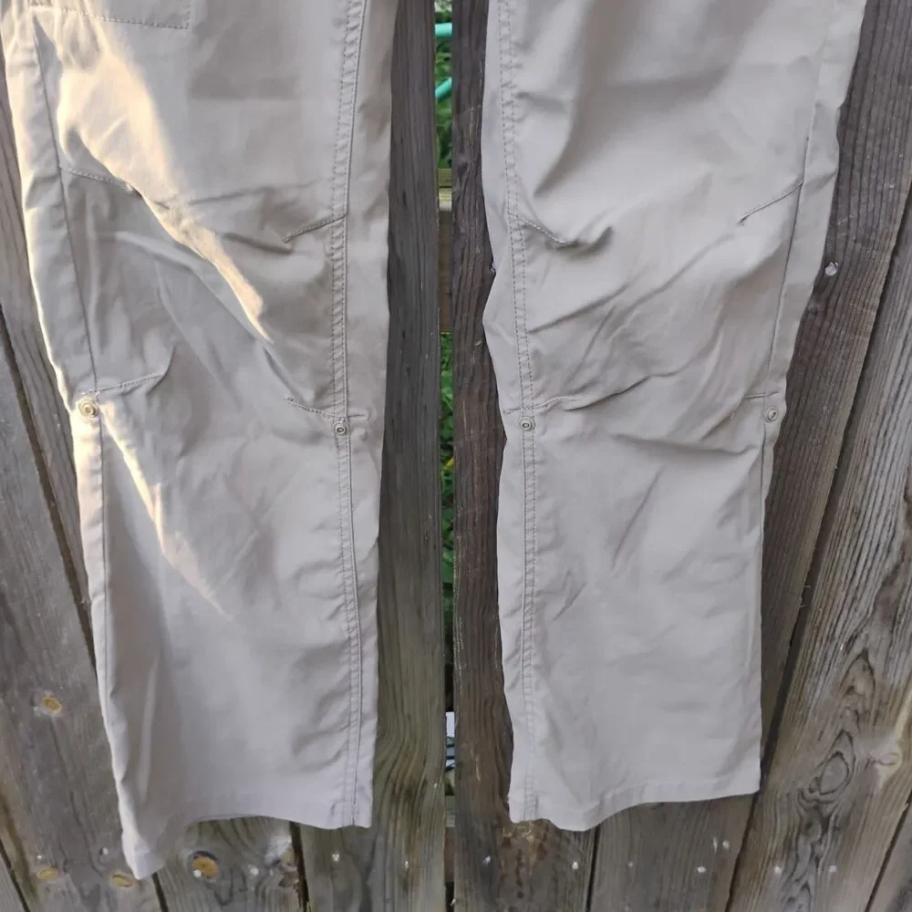 Prana Halle Hiking Pants Women 10 Regular Beige Tan Roll Up Convertible Cargo